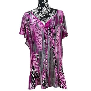 Lane Bryant Blouse Women's Purple Button Down Top